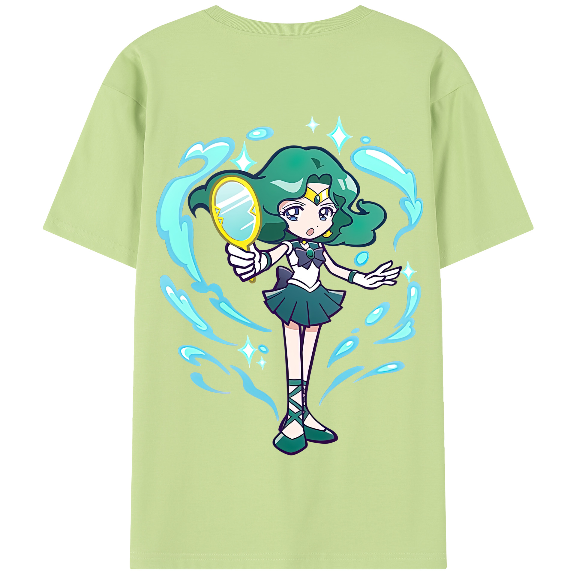 （画像用） 美少女戦士セーラームーン 海王 みちる（かいおう みちる） Sailor Moon Kaiou Michiru 綿100％半袖Tシャツ（背面プリント）